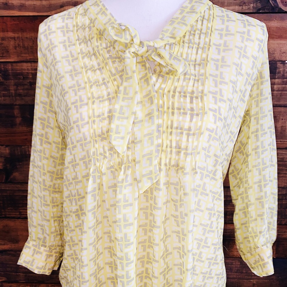 Yellow & Grey Long Sleeve Business Casual Shirt